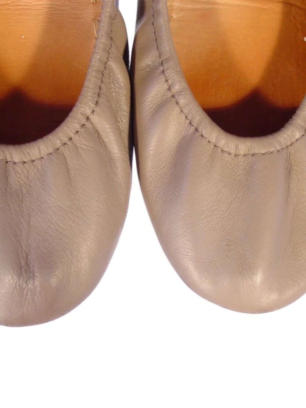 TIEKS $210 Taupe Leather Ballerina Ballet Flats Foldable Shoes 7 - Picture 4 of 6
